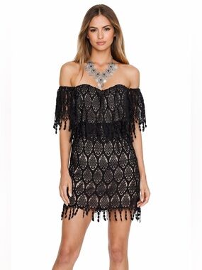 Revolve Stone Cold Fox Iowa Dress In Black Size XS Small Party Lace Overlay